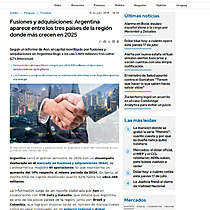 Fusiones y adquisiciones: Argentina aparece entre los tres pases de la regin donde ms crecen en 2025